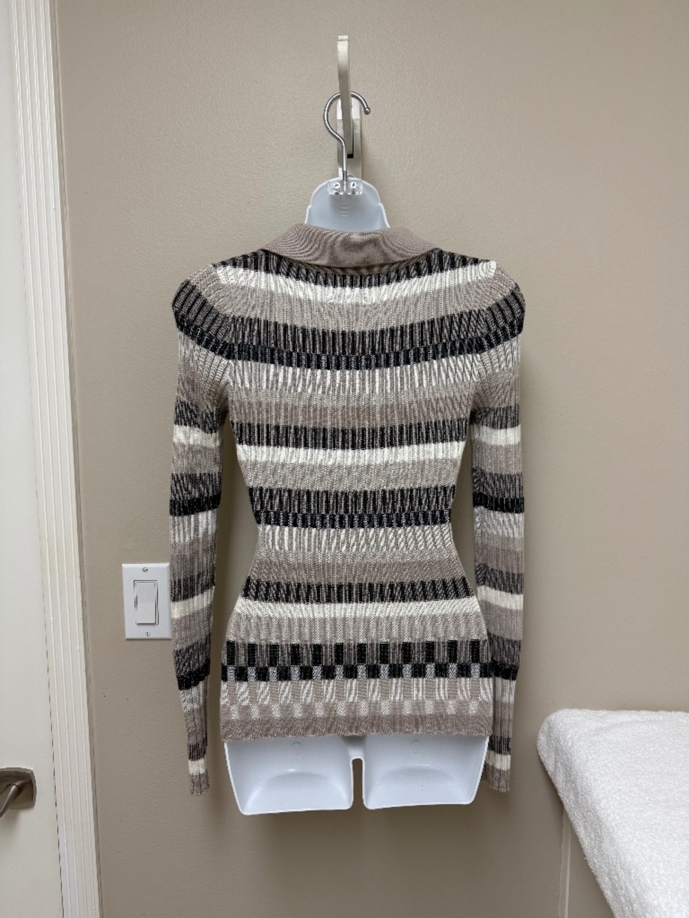Women's Alp N Rock Luisa Polo Sweater Striped "Stone" Color Stretchy Sz XS $258 - Picture 6 of 14